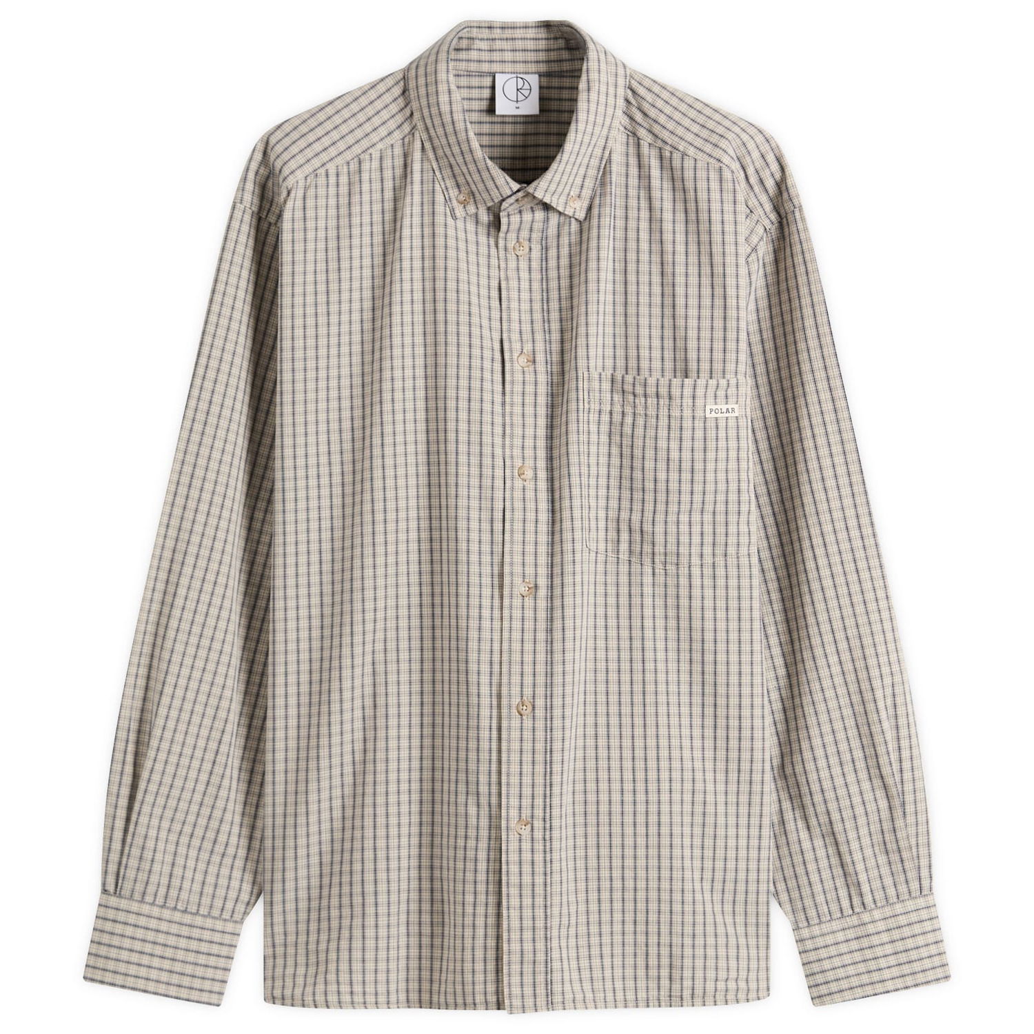 Skjorte Polar Skate Co. Ben Check Button-Down Shirt, Size Large Beige | PSC-SU25-4-IVO, 0