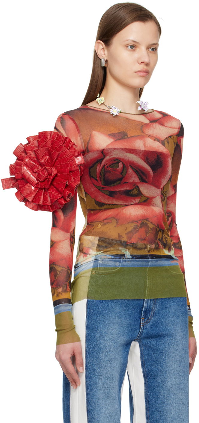 T-shirt Jean Paul Gaultier Jean Paul Gaultier Roses Print Long Sleeve T-Shirt Flerfarvet | 24/25-U-TO132-T547-403050, 1