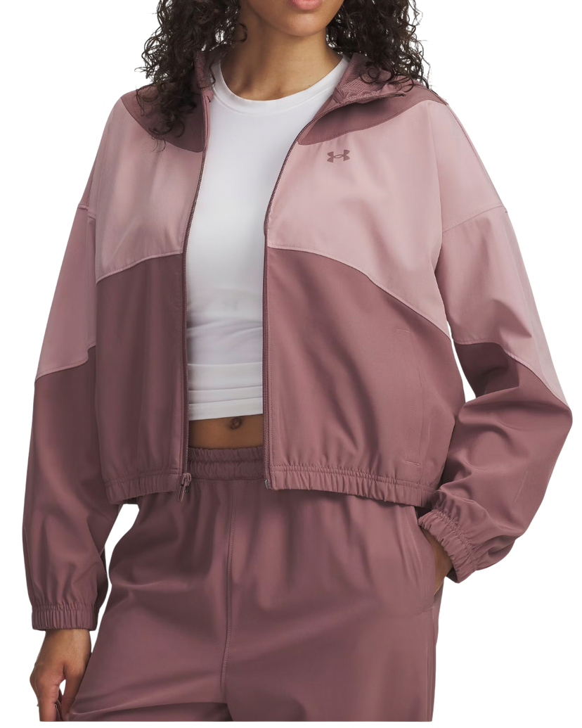 Vindjakke Under Armour Rival Woven Color-Block Full-Zip Hooded Jacket Lyserød | 6004849-651