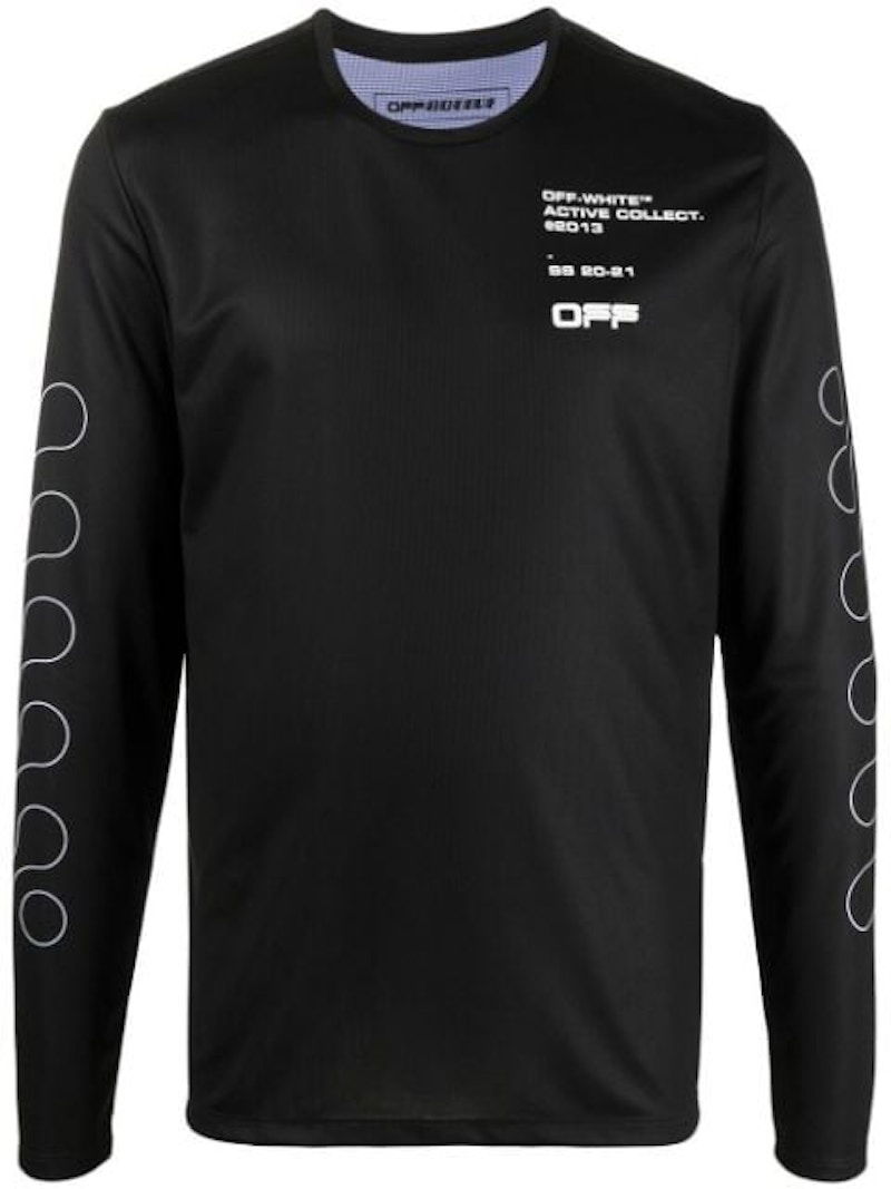 T-shirt Off-White Active Diag L/S T-shirt Black/White Sort | OMVB013V21FAB0021001, 0