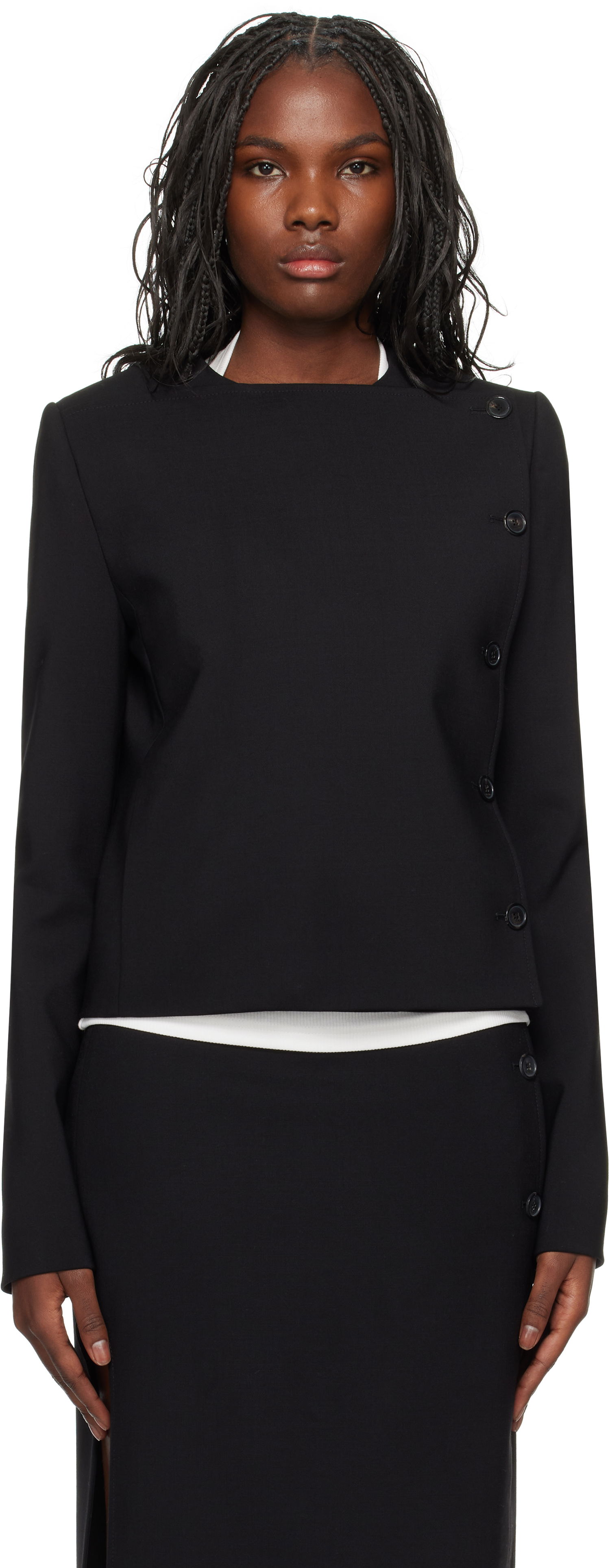 Jakke Courrèges Buttoned Tailored Jacket Sort | 424CVE102WO0113, 0