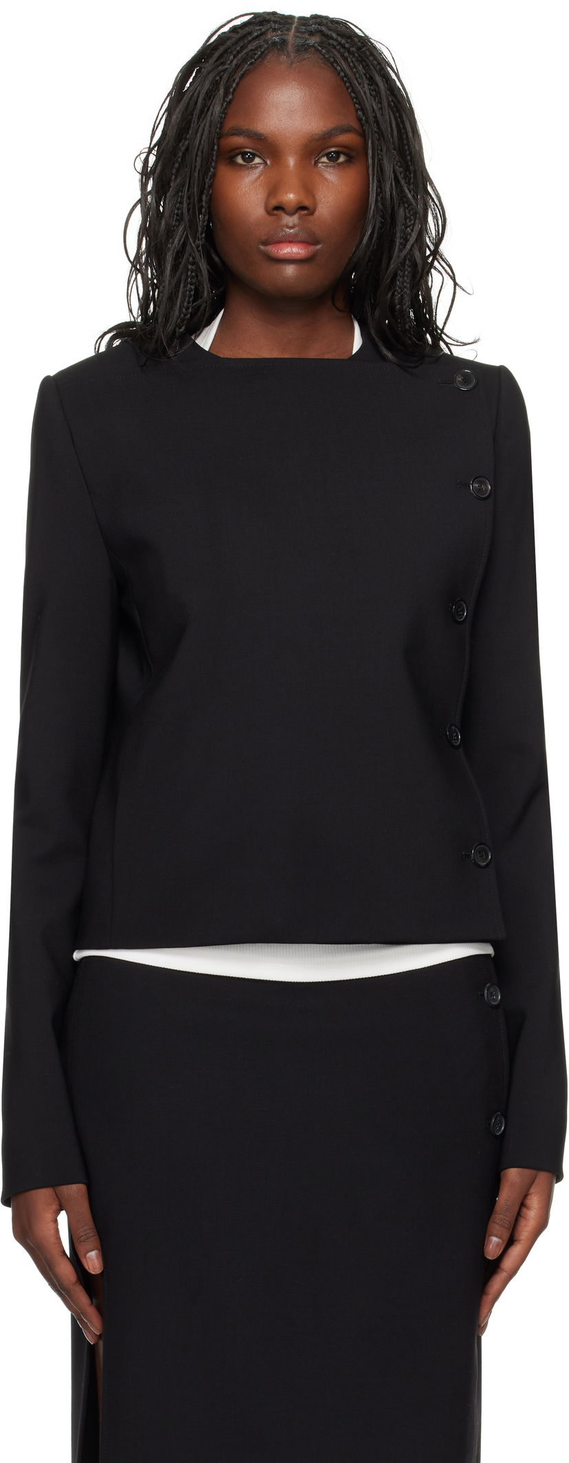 Jakke Courrèges Buttoned Tailored Jacket Sort | 424CVE102WO0113