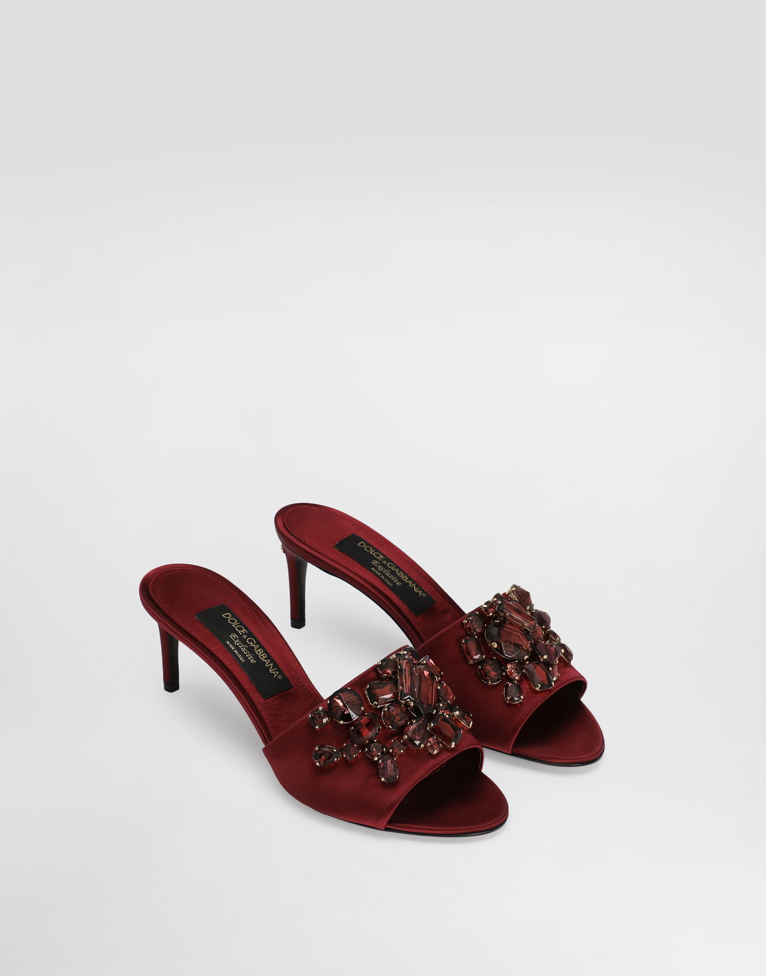 Sneakers og sko Dolce & Gabbana Satin Mules With Gemstone Embellishment Rød | CR1825C9S4680305, 1