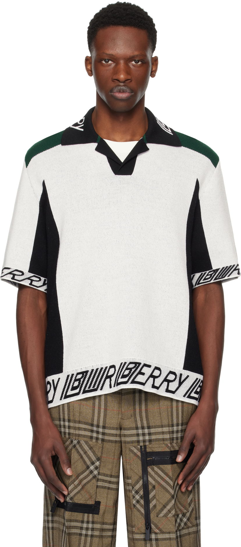 Sweater Burberry Burberry Logo Trim Wool Polo Hvid | 8110074