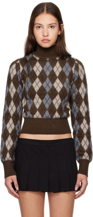 Sweater GUIZIO Guizio Delia Argyle Cropped Turtleneck Sweater Brun | H24603S047, 0