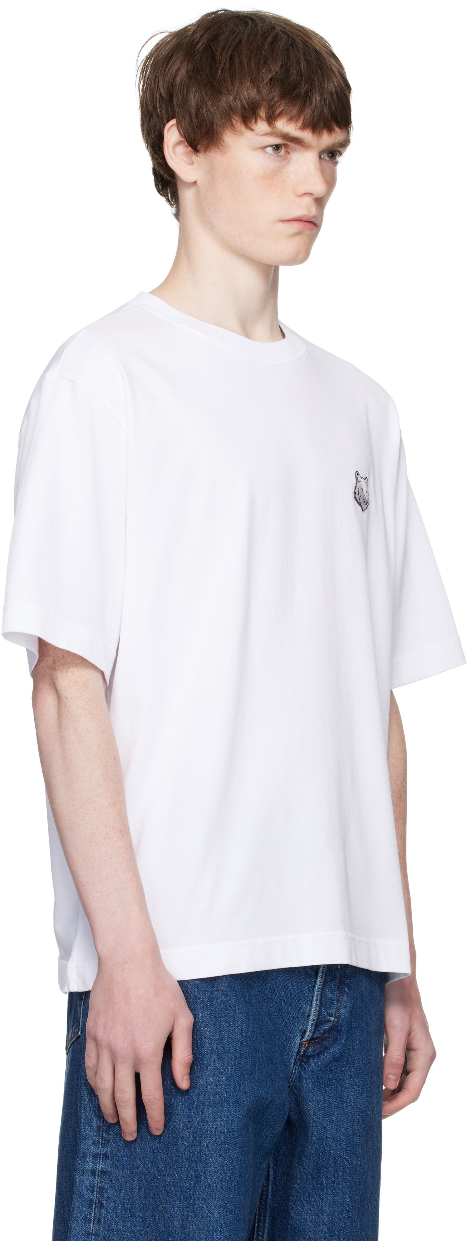 T-shirt MAISON KITSUNÉ Maison Kitsuné Fox Head Patch Comfort T-Shirt Hvid | PM00109KJ0119, 1