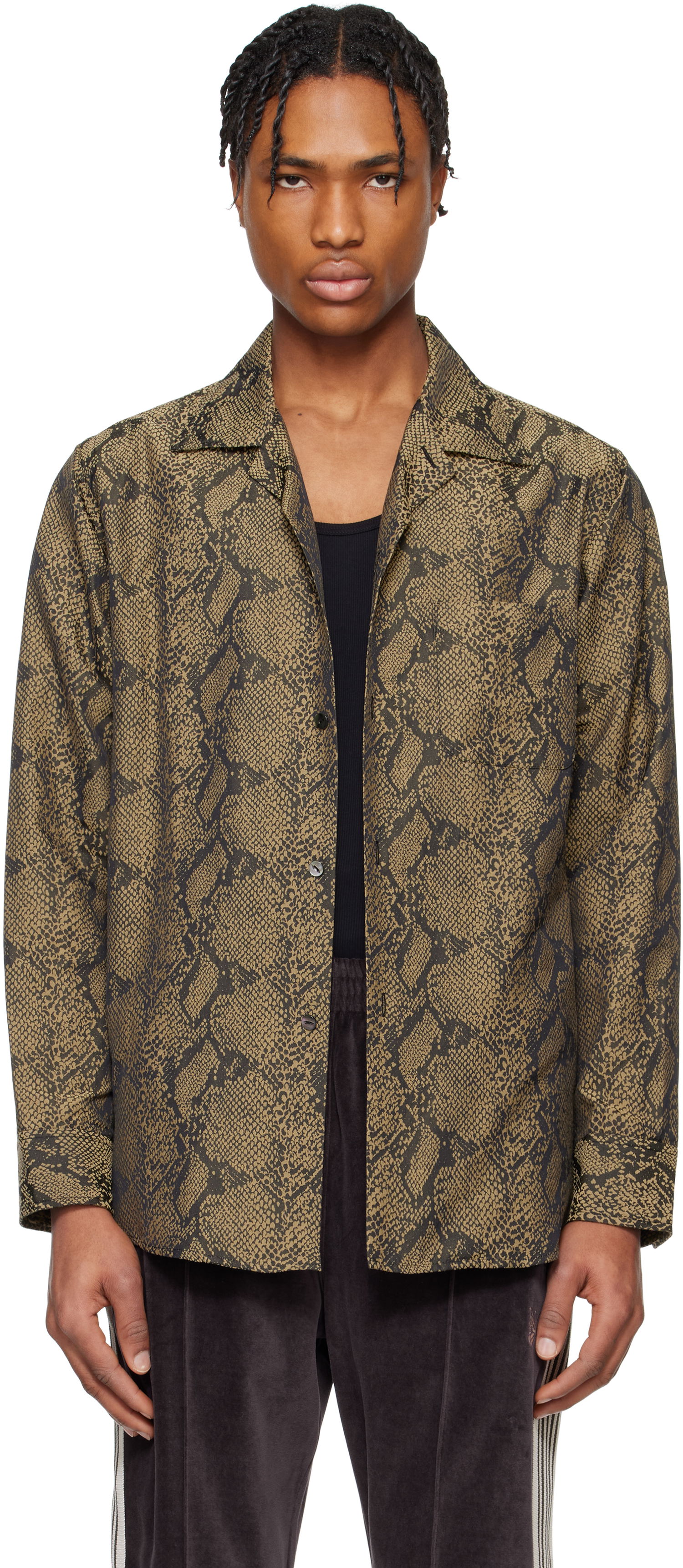 Skjorte Needles Needles One-Up Snakeskin Print Shirt Brun | QV103, 0