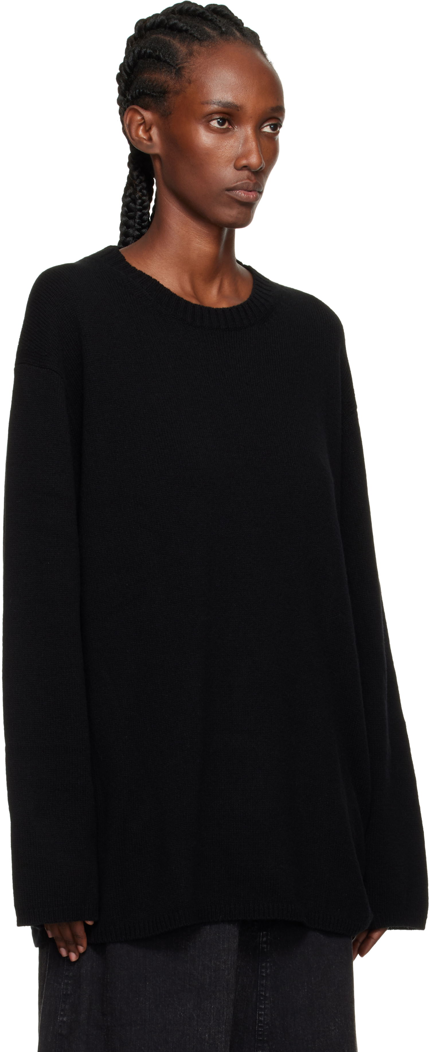 Sweater Yohji Yamamoto YOHJI YAMAMOTO String Round Neck Sweater Sort | HL-K04-184, 1