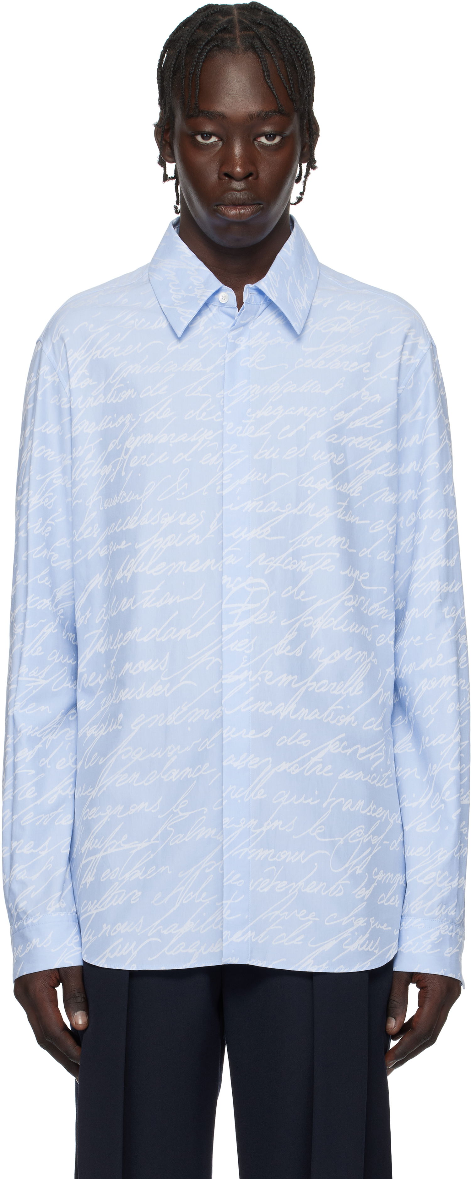 Skjorte Balmain Love Letter Print Shirt Blå | EH1HS405CF82, 0