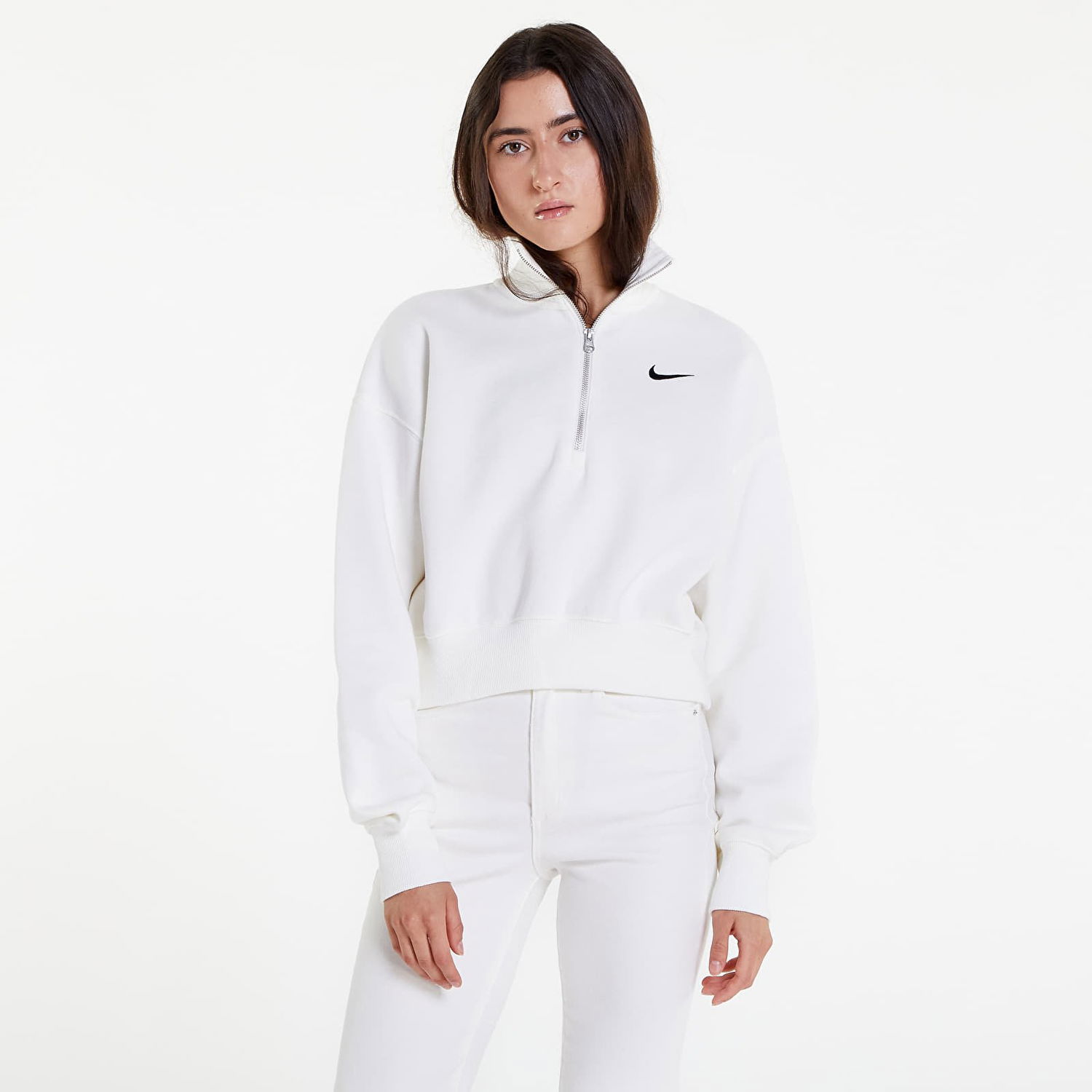 Sweatshirt Nike Phoenix Fleece 1/2-Zip Oversized Crop Sweatshirt Hvid | DQ5767-133, 1