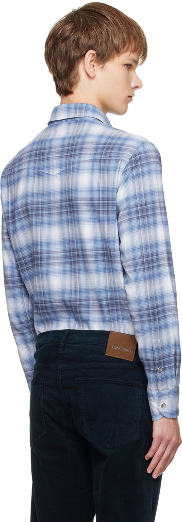 Skjorte Tom Ford TOM FORD Check Western Shirt Blå | HDS001-FMC243, 2