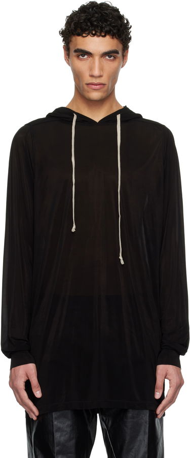 Sweatshirt Rick Owens Rick Owens Hollywood Stretch Cupro Jersey Hoodie Sort | RU01E5285 BZ, 0