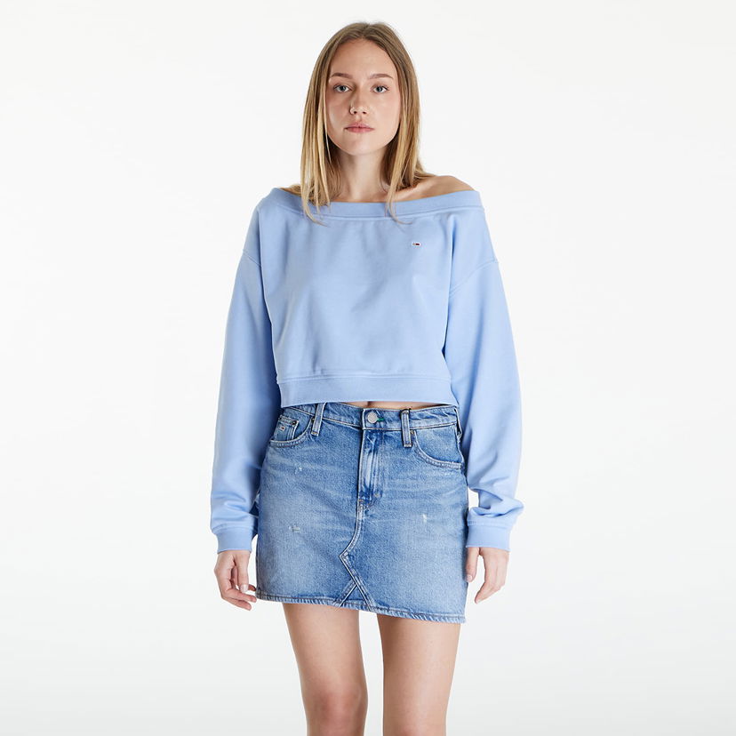 Sweatshirt Tommy Hilfiger Cropped Off Shoulder Sweatshirt Turkis | DW0DW17956 C3S