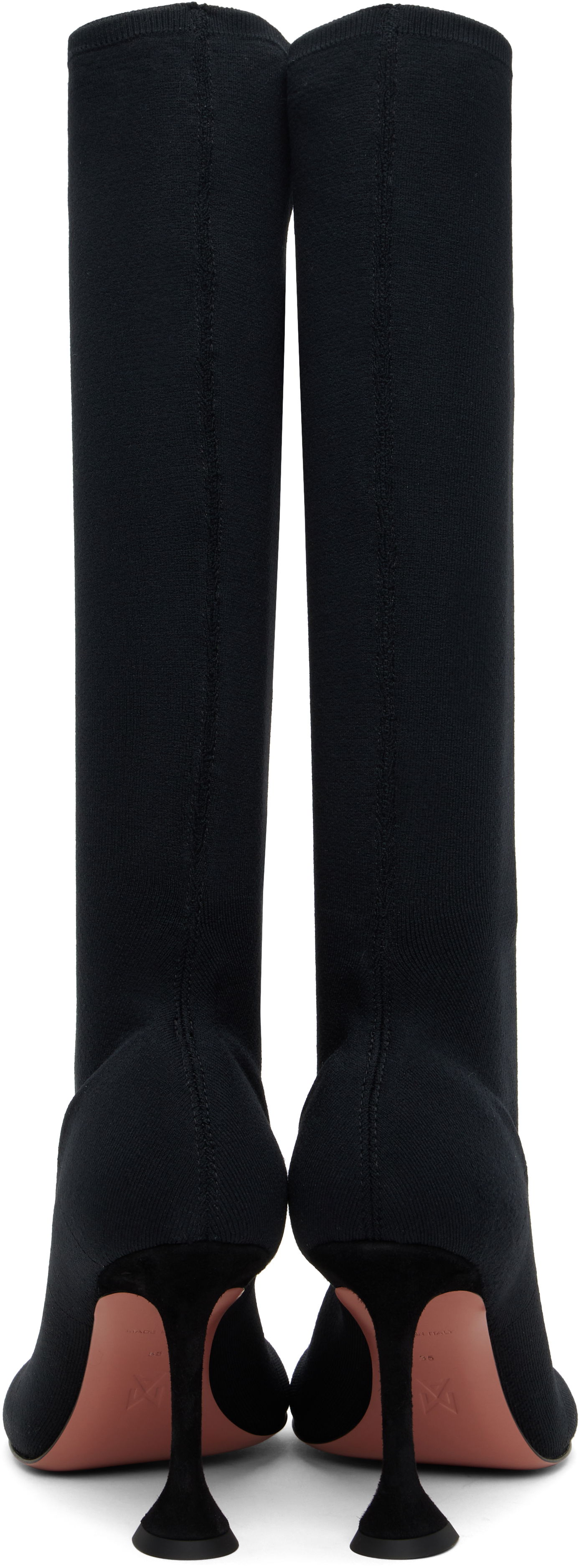 Sneakers og sko Amina Muaddi Amina Muaddi Veneda Stretch Tall Boots Sort | VENEDA STRETCH BOOT 95 KNIT, 1