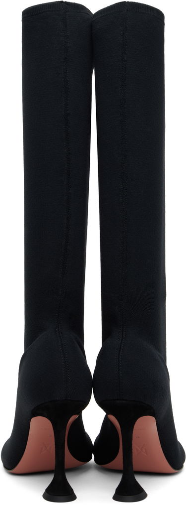 Sneakers og sko Amina Muaddi Amina Muaddi Veneda Stretch Tall Boots Sort | VENEDA STRETCH BOOT 95 KNIT, 1