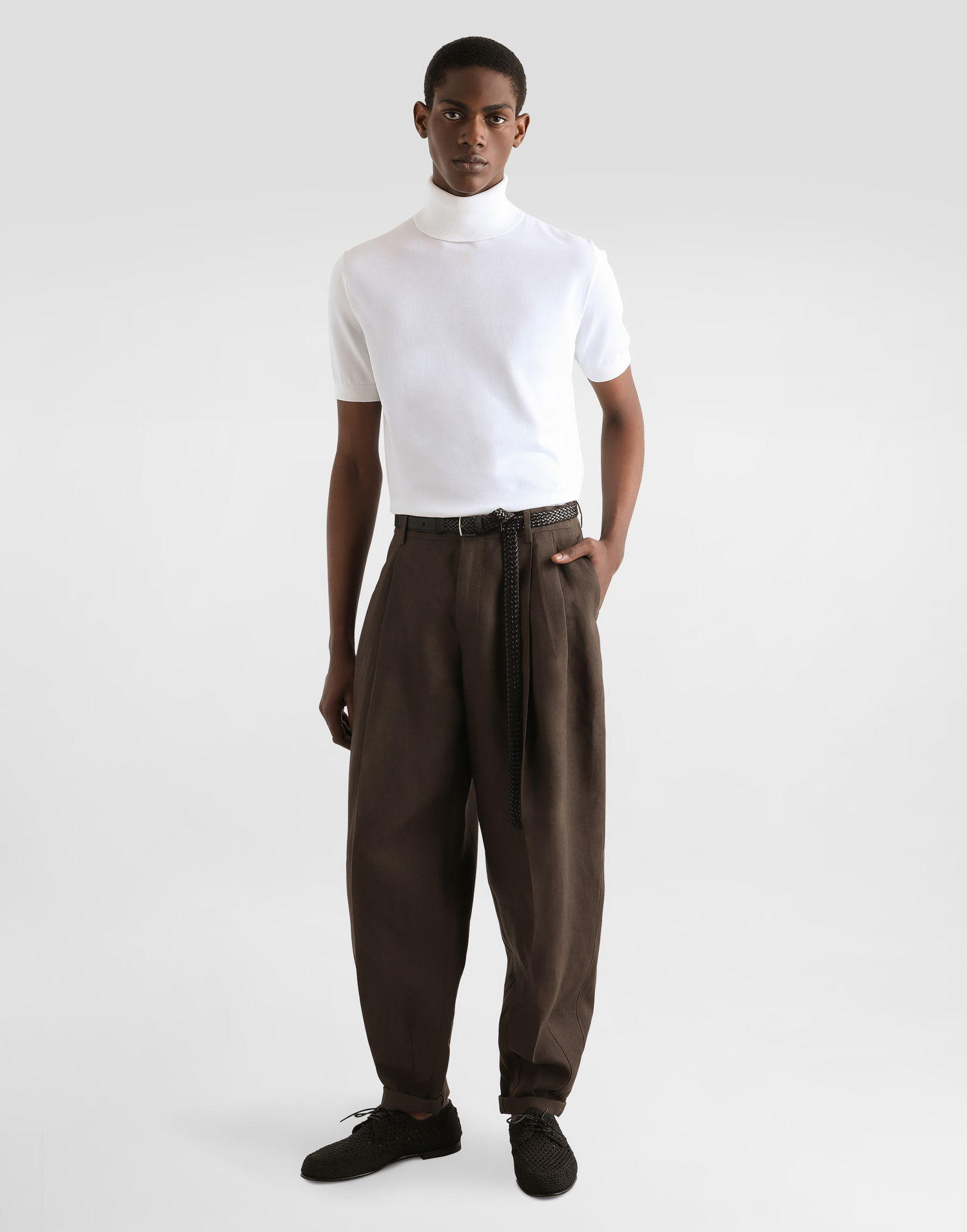 Bukser Dolce & Gabbana Dolce & Gabbana Linen Turned-Up Cuff Pants Brun | GP114TFU4MCM3977, 1