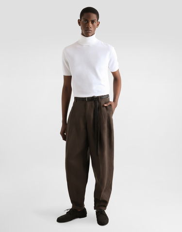 Bukser Dolce & Gabbana Dolce & Gabbana Linen Turned-Up Cuff Pants Brun | GP114TFU4MCM3977, 1