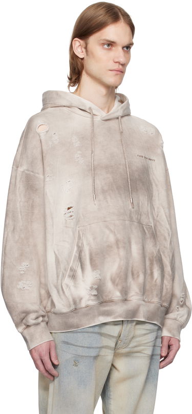 Sweatshirt Feng Chen Wang Feng Chen Wang Sandwashed Ripped Hoodie Beige | FUS19HD03, 1