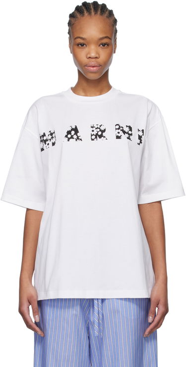 T-shirt Marni Marni Pop Fields Logo T-Shirt Hvid | THJET49P15 USCX50, 0