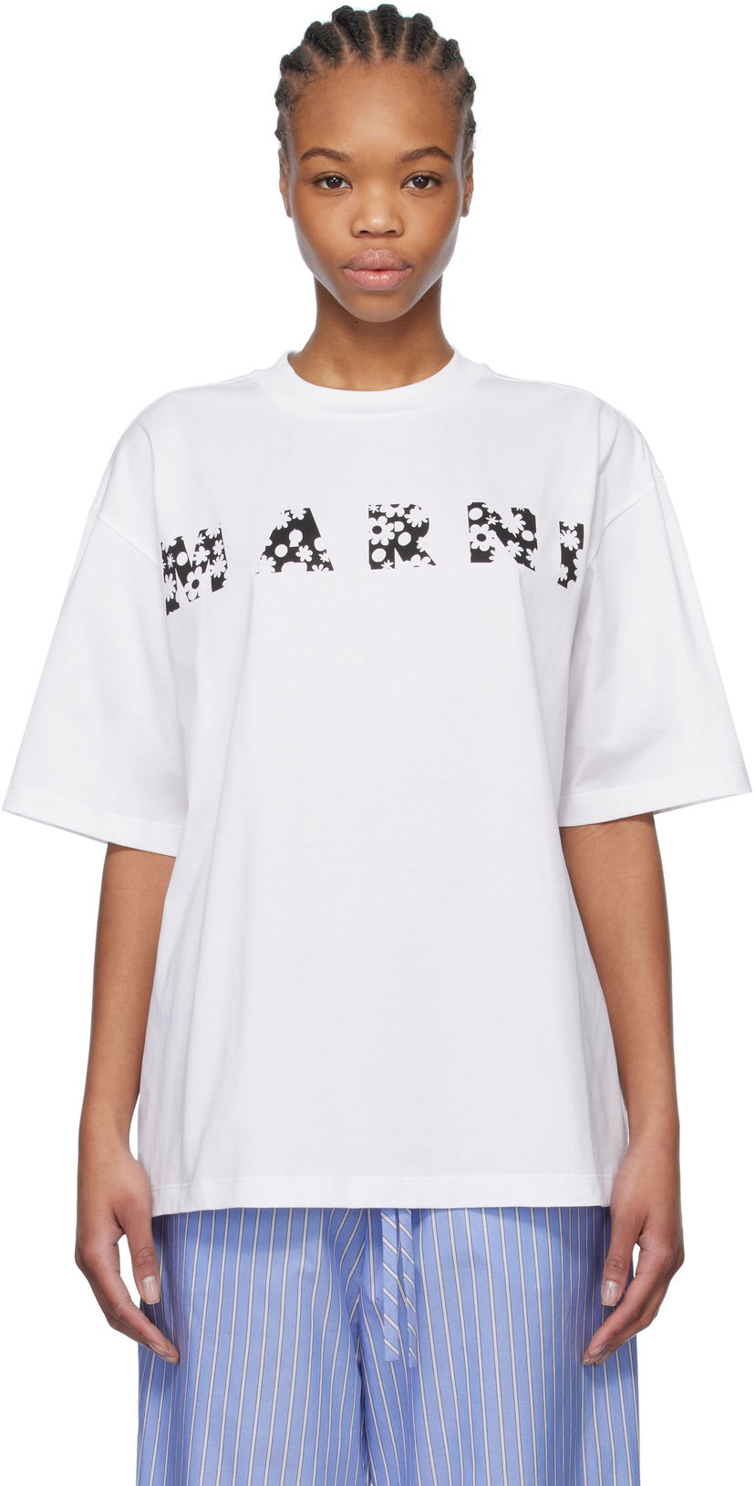 T-shirt Marni Marni Pop Fields Logo T-Shirt Hvid | THJET49P15 USCX50