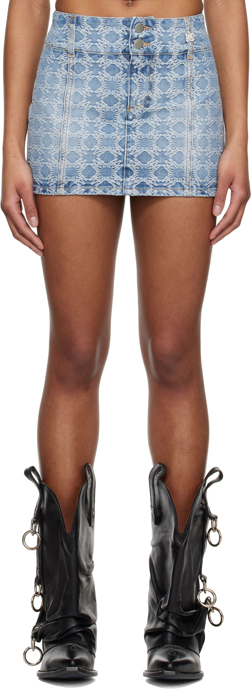 Nederdel AMIRI AMIRI MA Quad Jacquard Denim Miniskirt Blå | AWDNKR1006