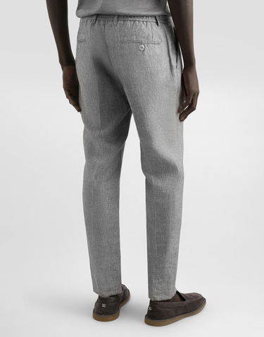 Bukser Dolce & Gabbana Dolce & Gabbana Washed Linen Canvas Cropped Trousers Grå | GV4EETFU4MFS8290, 2