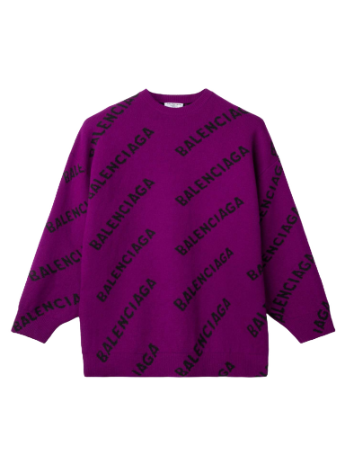 Sweater Balenciaga Allover Logo Sweater Lilla | 657520T15675272