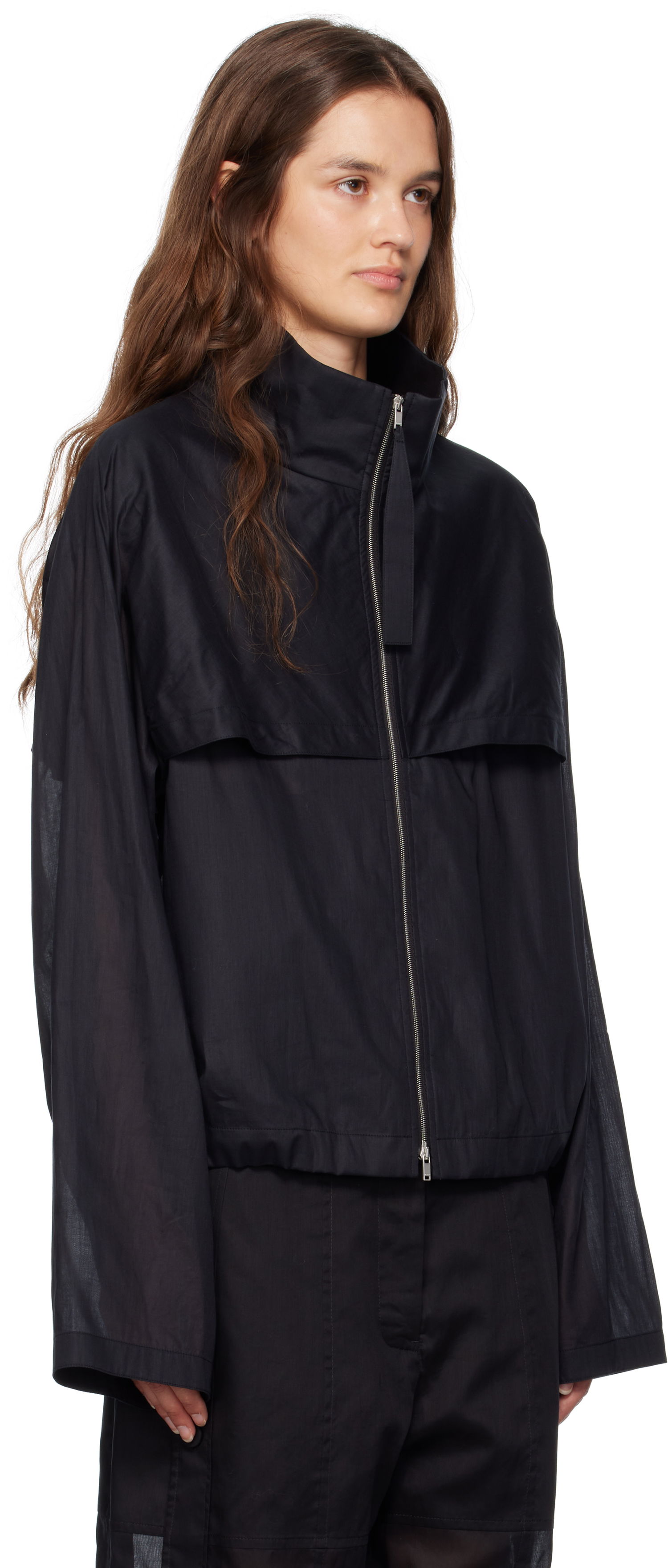 Jakke Jil Sander Jil Sander Cotton Muslin Zip Up Jacket Sort | J01SW0009_J45014, 1