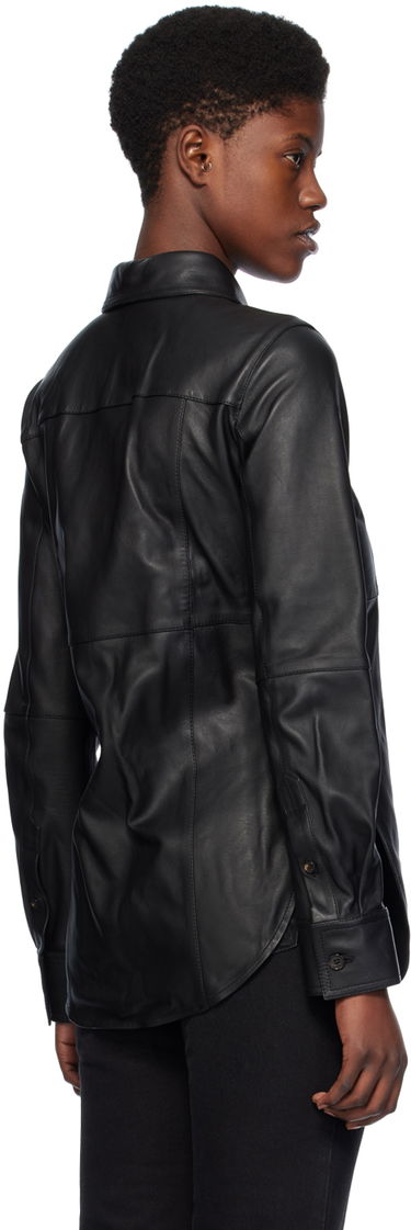 Skjorte TOTEME TOTEME Slim Leather Shirt Sort | 241-WRT1091-LE0021, 2