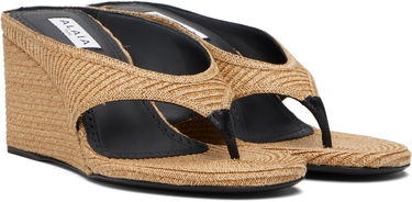 Sneakers og sko Alaïa ALAÏA Cube Thong Mule Wedge Sandals Beige | AA3M105TK054, 3