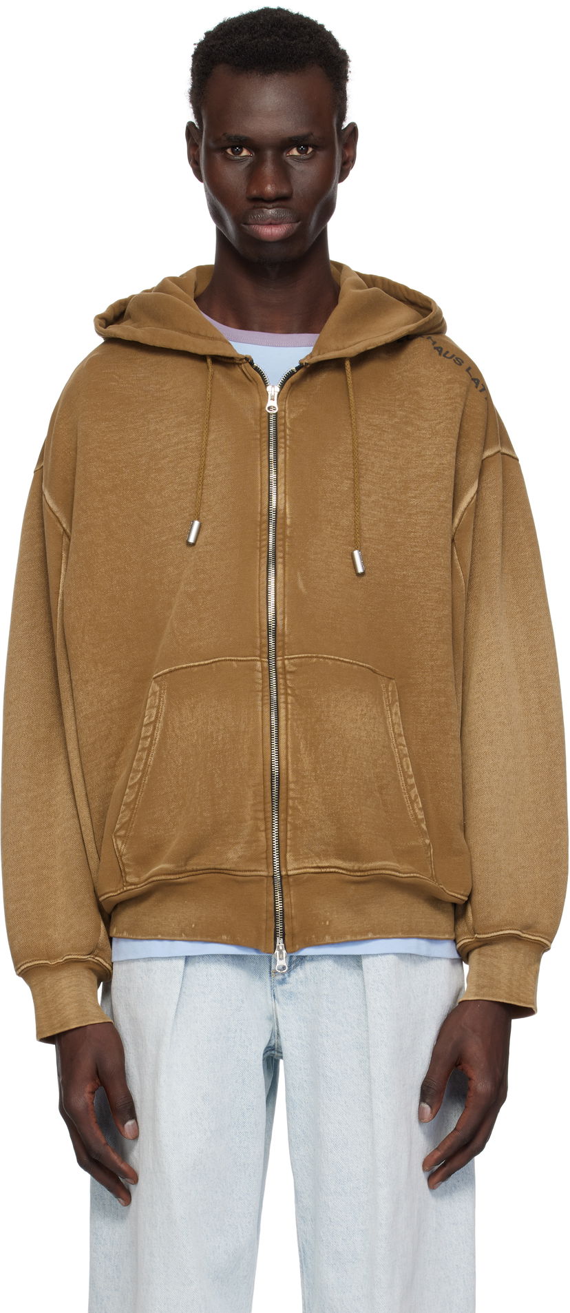 Sweatshirt Eckhaus Latta Eckhaus Latta Zip-Up Hoodie Brun | 1103-EL-PS25-B - BISON