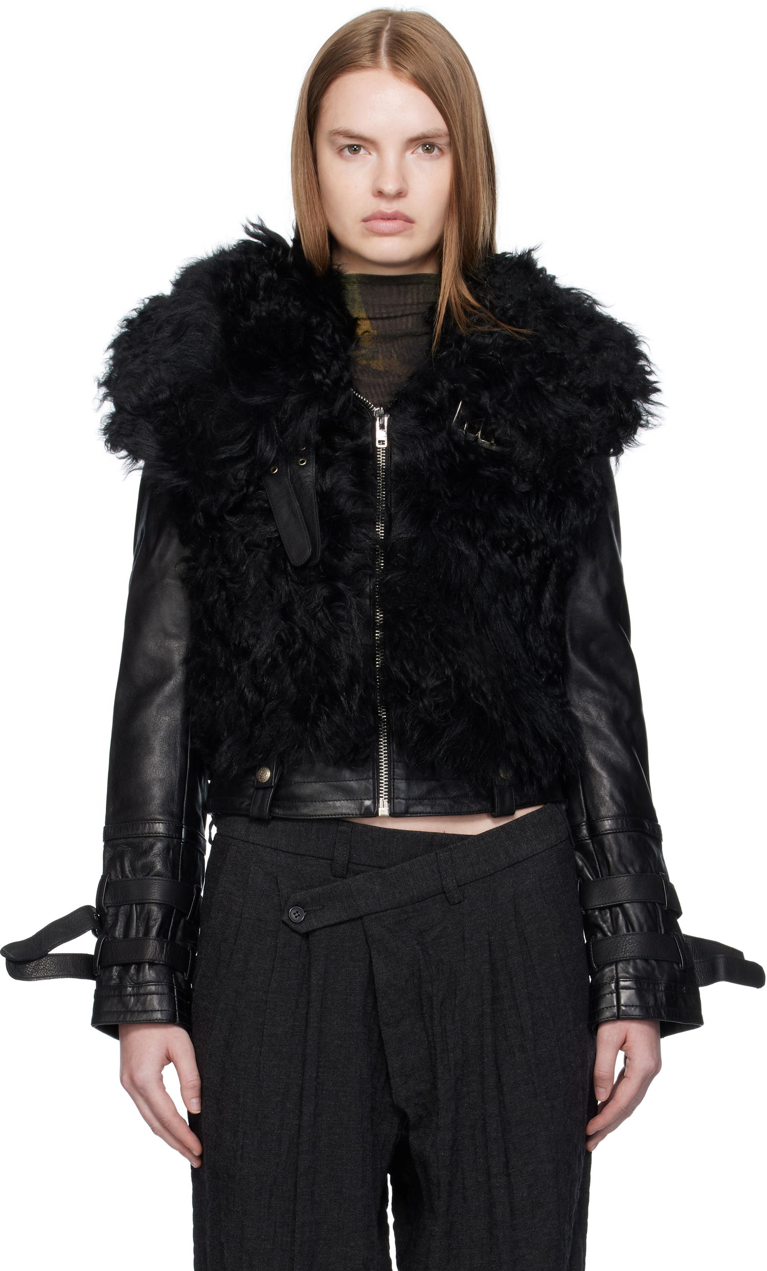 Jakke R13 R13 Furry Shrunken Shearling Jacket Sort | R13WR419-R544A, 0