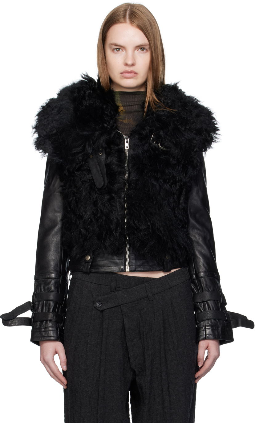 Jakke R13 R13 Furry Shrunken Shearling Jacket Sort | R13WR419-R544A