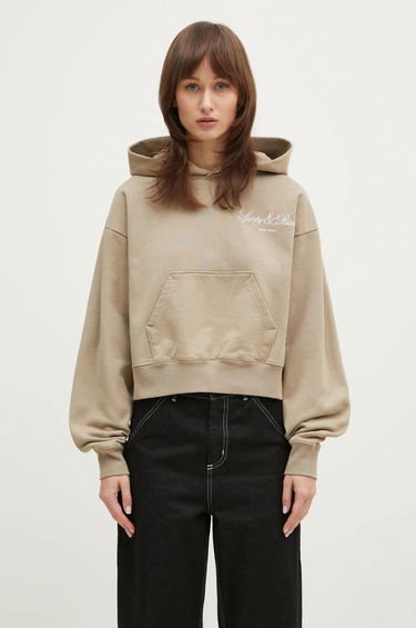 Sweatshirt Sporty & Rich Sporty & Rich Vendome Script Embroidered Cropped Hoodie Beige | ST074516232GY15, 0