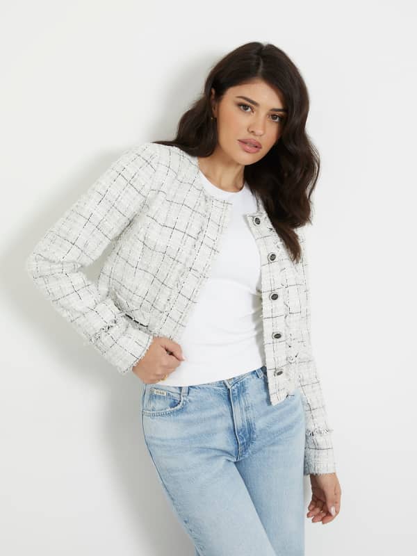 Jakke GUESS Tweed Jacket Hvid | W4RN39WFWW2, 0