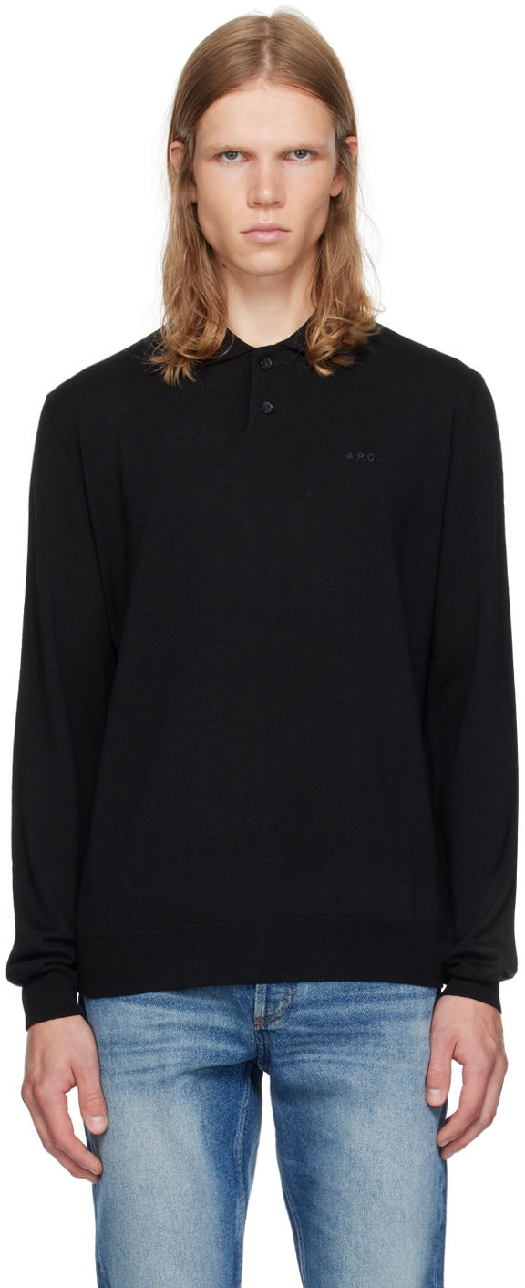 Polo skjorte A.P.C. Embroidered Logo Polo Sort | WVAWM-H23324