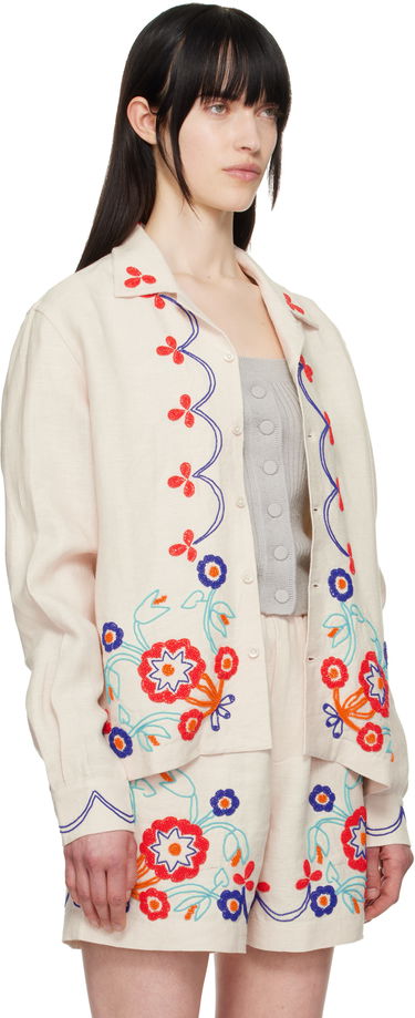 Skjorte Bode Bode Beaded Garden Party Shirt Beige | MRS25SH030, 4