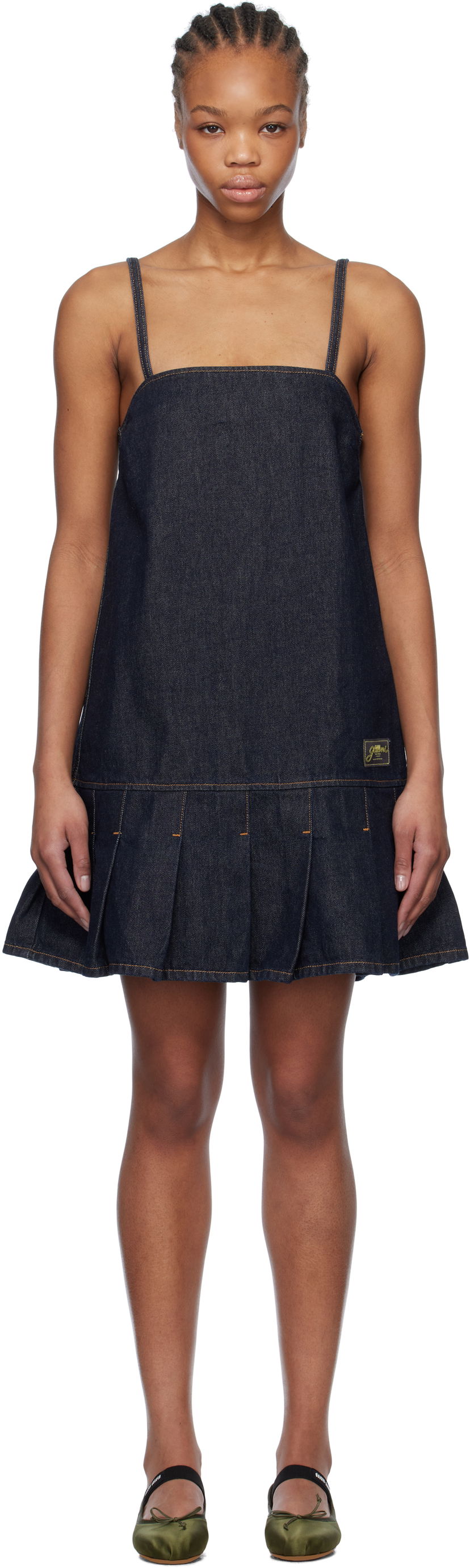 Kjole GANNI GANNI Denim Pleated Mini Dress Blå | J1622