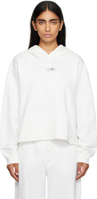 Sweatshirt Maison Margiela MM6 Maison Margiela Logo Patch Cropped Hoodie Hvid | S52GU0234 M25025, 0