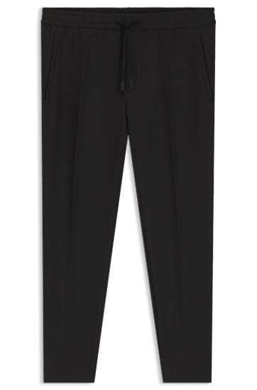 Joggingbukser BOSS Water-Repellent Tapered-Fit Stretch Trousers Sort | 50538179