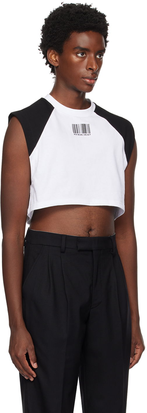 Crop top VETEMENTS VTMNTS Colorblock Cropped Sleeveless T-Shirt Hvid | VL16TR640B, 1