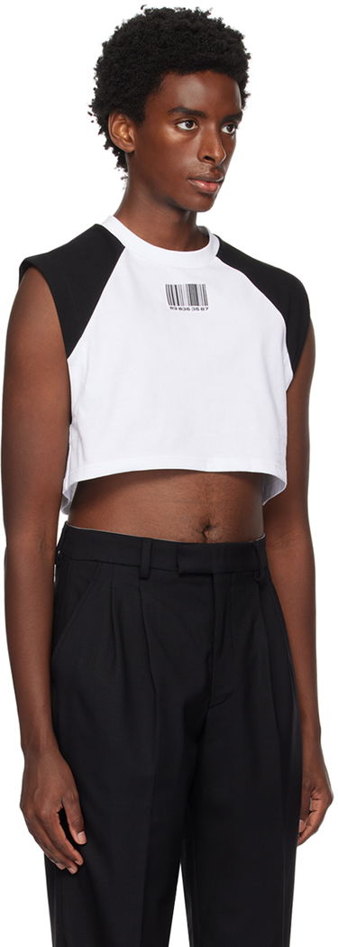 Crop top VETEMENTS VTMNTS Colorblock Cropped Sleeveless T-Shirt Hvid | VL16TR640B, 1