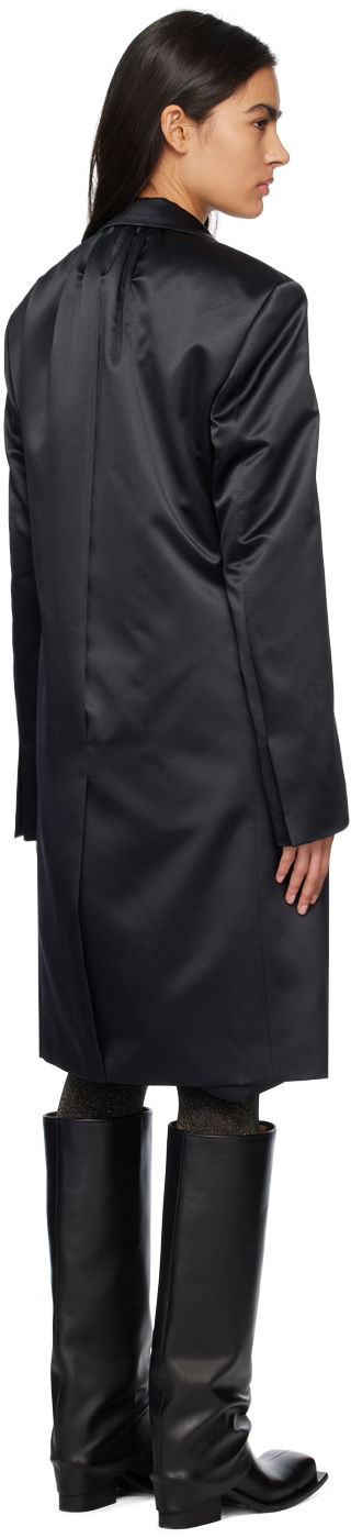 Frakker We11done Single-Breasted Satin Coat Sort | WD-CT1-23-043-W-BK, 2