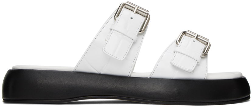 Sneakers og sko BY FAR Wyatt Leather Platform Sandals Hvid | 23SSWYSWHMCRN