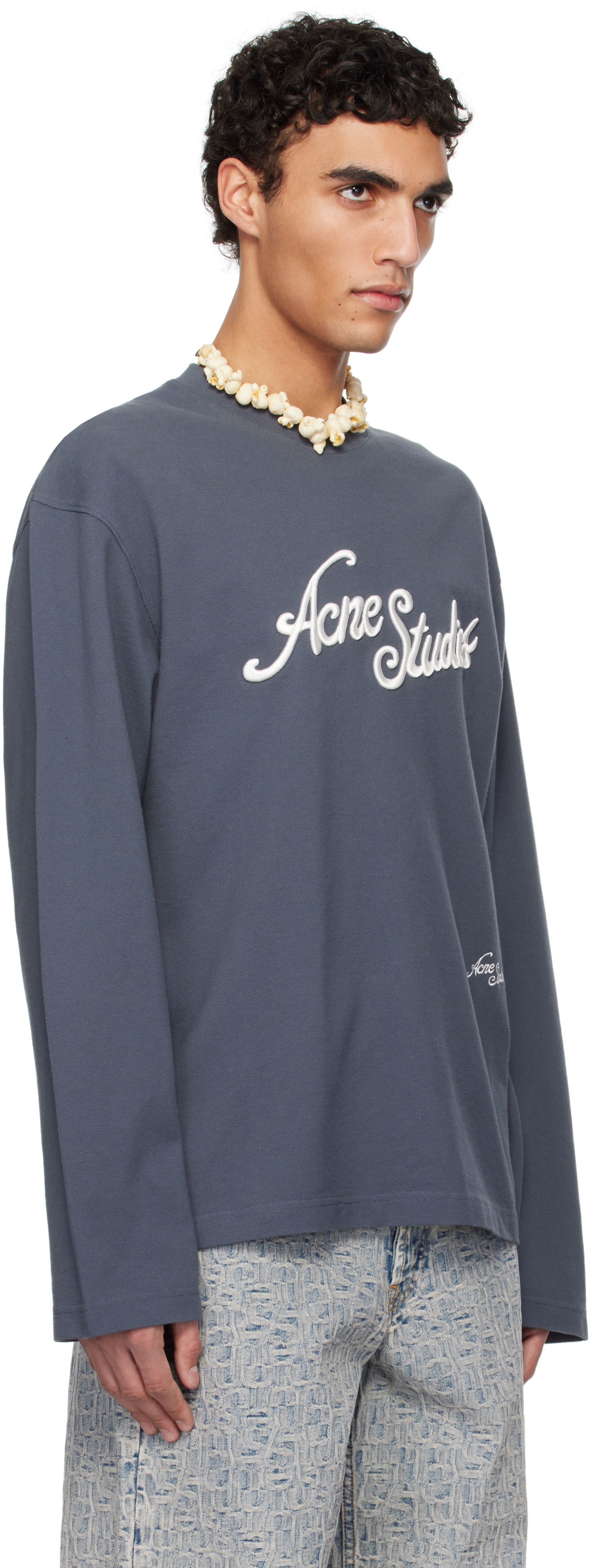 Sweater Acne Studios Acne Studios Logo Long Sleeve T-Shirt Blå | CL0339-, 1