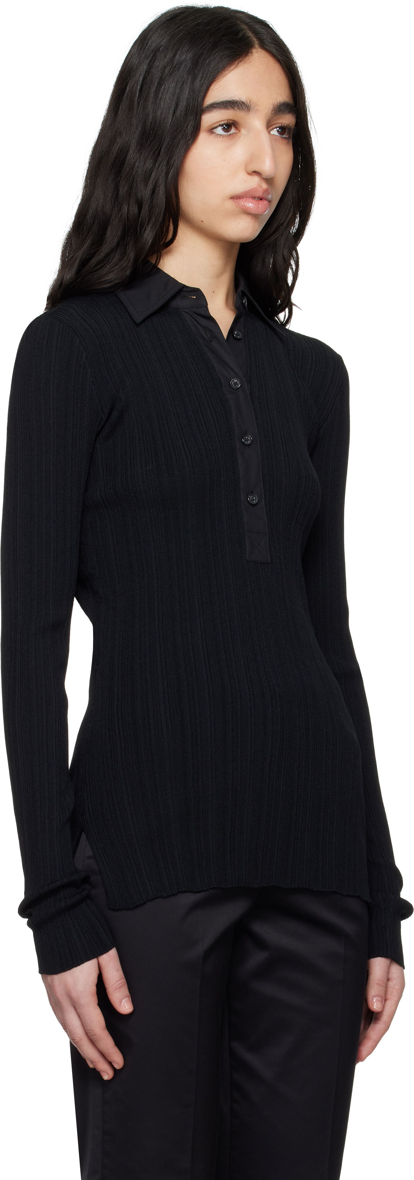 Polo skjorte TOTEME TOTEME Half-Placket Knit Top Sort | 252-WRT0453-YA0044, 1