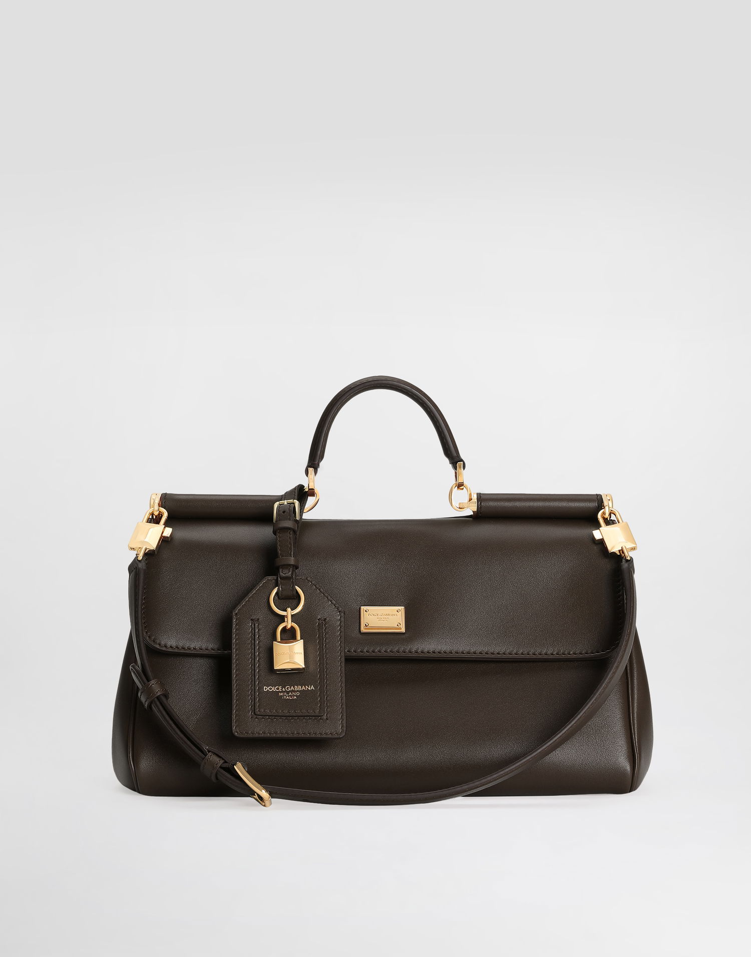 Håndtaske Dolce & Gabbana Dolce & Gabbana My Sicily Leather Handbag Brun | BB7782B732180076, 1