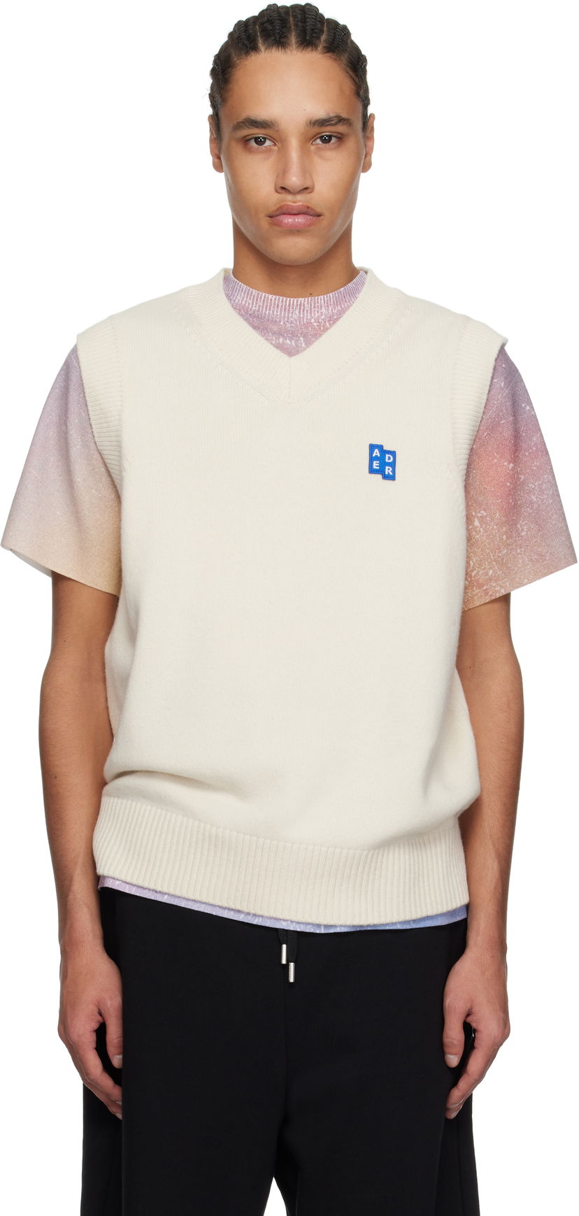 Sweater ADER ERROR ADER error Significant TRS Tag Knit Vest Hvid | BO42FYKT0201OT