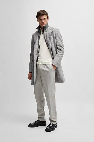 Sweater BOSS Virgin Wool Zip-Neck Sweater Hvid | 50528300, 1