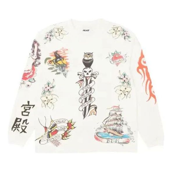Sweatshirt Palace Palace Inky Tattoo Print Long Sleeve T-Shirt Hvid | P19ES053
